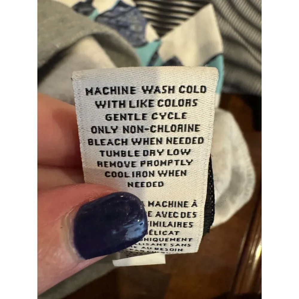 Peter Pilotta Target Sweatshirt Women‎ Medium Blue Gray Floral Striped Patchwork - Image 9