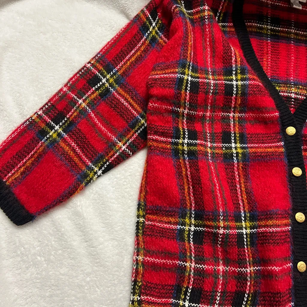 Cambridge Dry Goods Red Plaid Cardigan with Black Accents Size M - Image 3