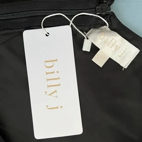 Billy J Taylor Dress Black Satin V Neck Leg‎ Slit Maxi NWT Size US 8 - Image 7