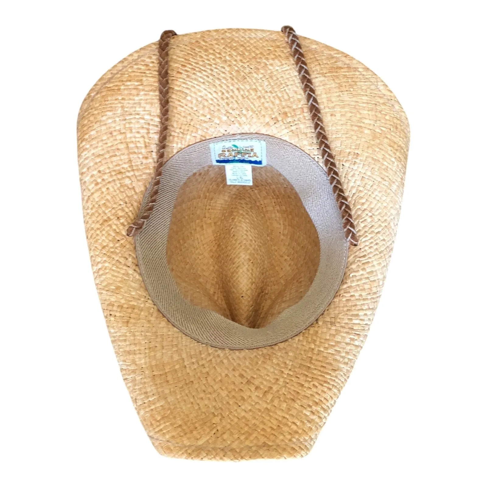 Dorfman Pacific Genuine Raffia Natural Fiber Wide Brim Western Cowboy Hat L/XL Tan - Image 8