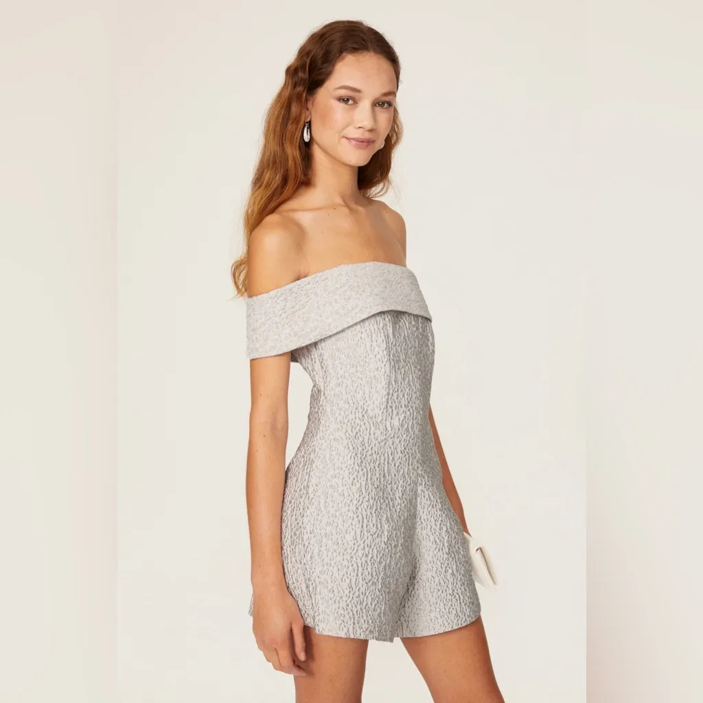Jonathan‎ SIMKHAI Valerie off the shoulder romper Silver Size 12 - Image 2