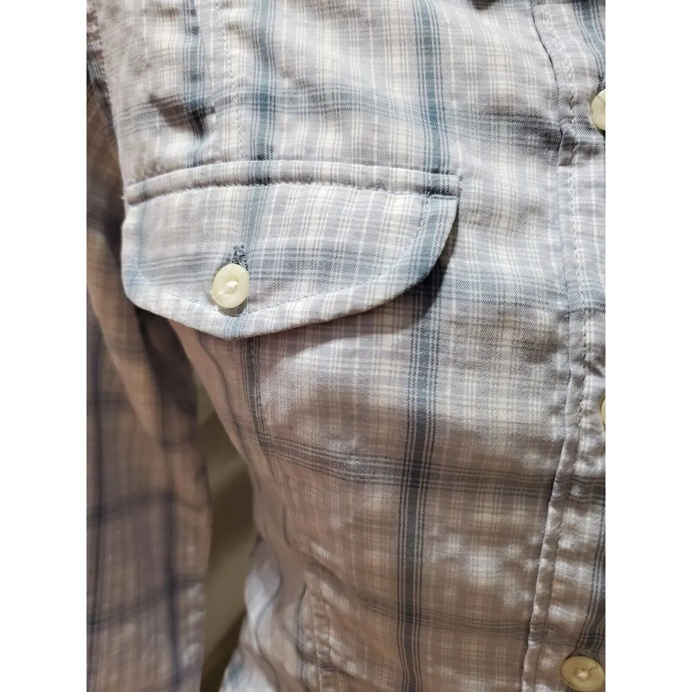 The North Face Womens Gray Plaid Long Sleeve Collar Button Down Shirt Size XS - Image 4