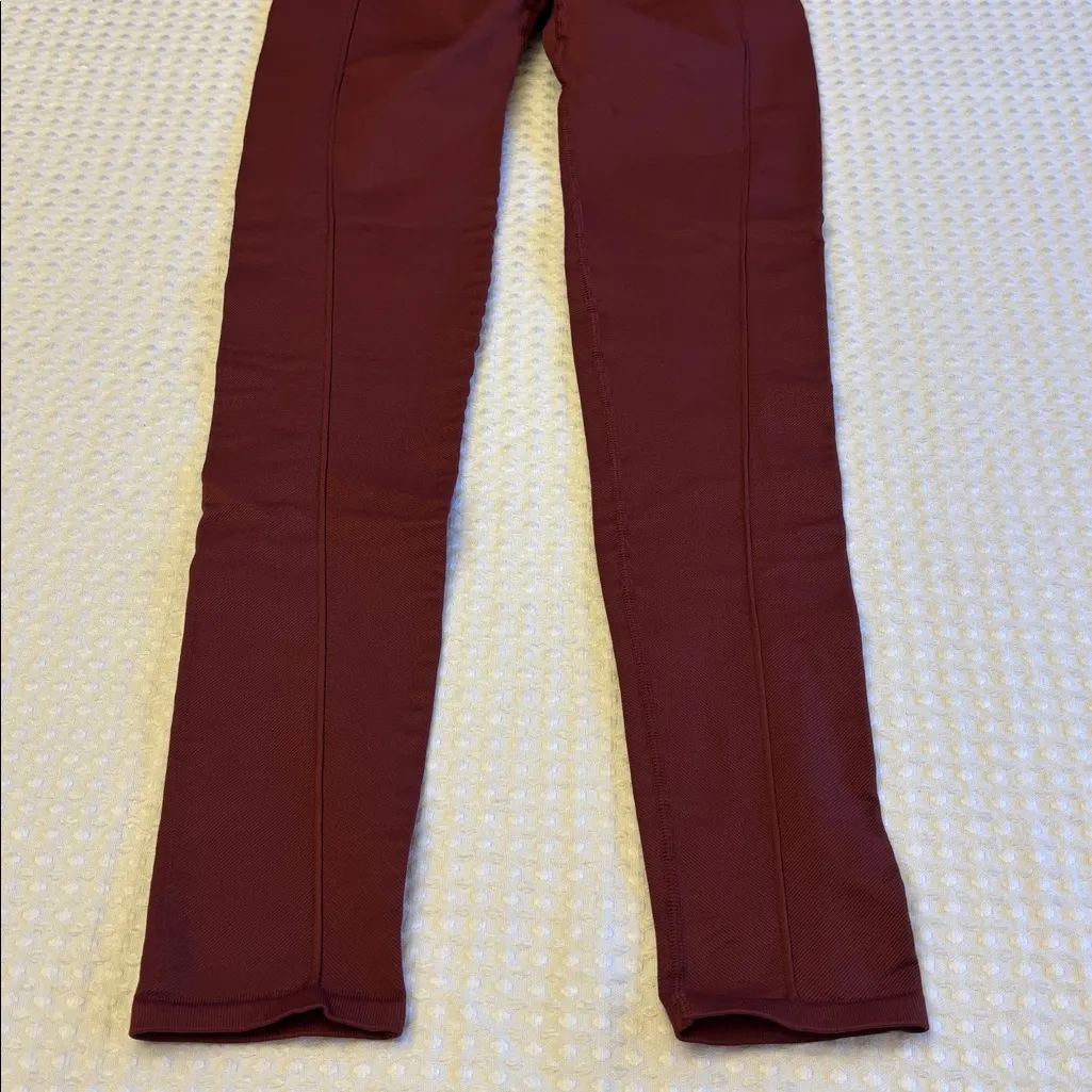 NEW! Free People Movement Wine Burgundy Textured Ribbed Leggings Size XS/S - Image 9