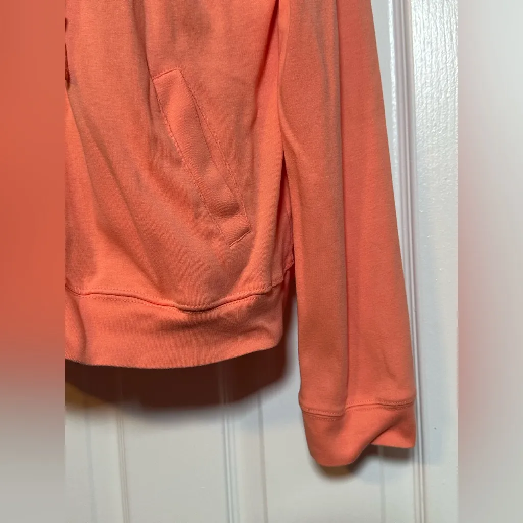 Orange Garnet Hill Women’s Button Up Light Hooded Sweater 100% Cotton Luxury M - Image 7