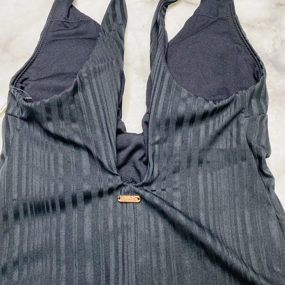 Raisins Juniors' Beach Cove Cheeky Textured Plunging One-Piece Black L Large New - Image 5