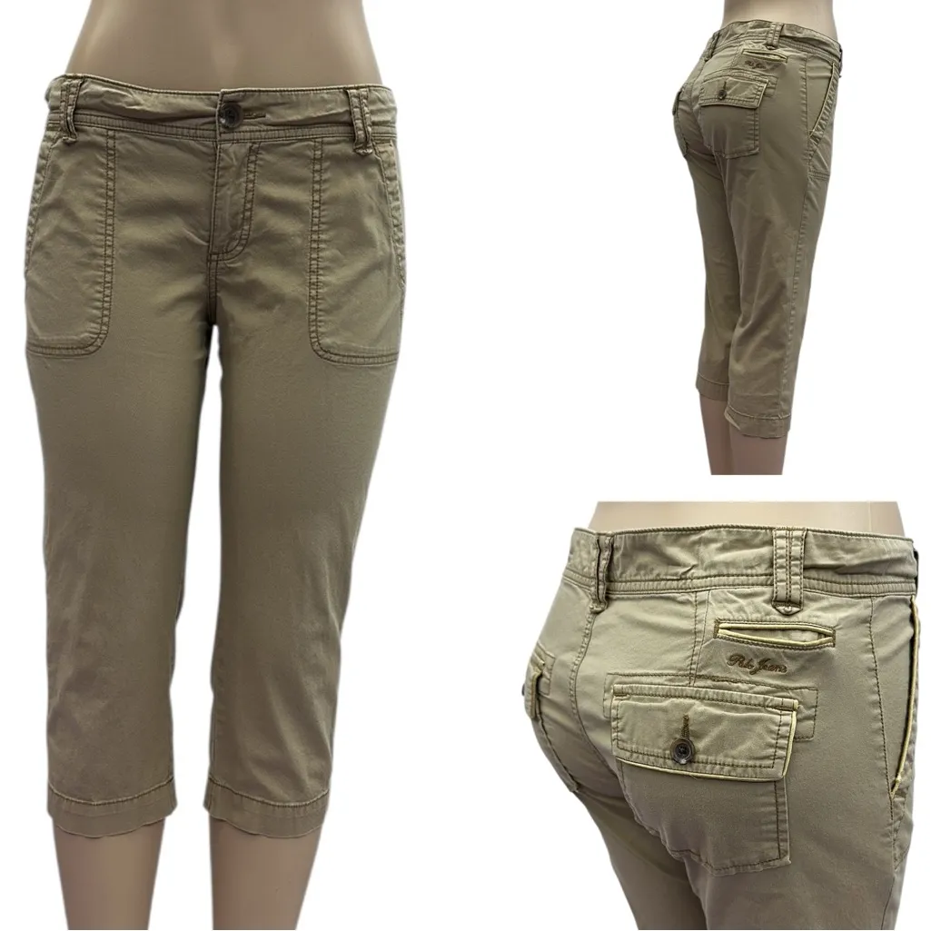 Y2K Polo Jeans Co Ralph Lauren Low Rise Chino Cotton Blend Capri Pants Womens 8 Tan - Image 2