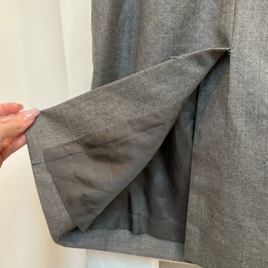 Vintage Carlisle 100% Wool Gray Pencil Skirt Floral Embroidery Beaded Size 2 XS - Image 9