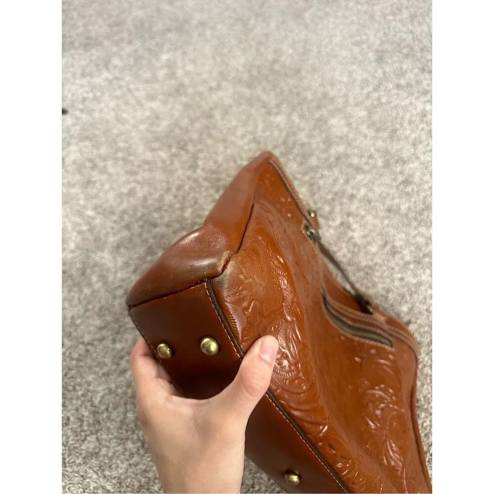 Patricia Nash Tooled Florence Poppy Leather Tote Bag Handbag Shoulder Purse - Image 9