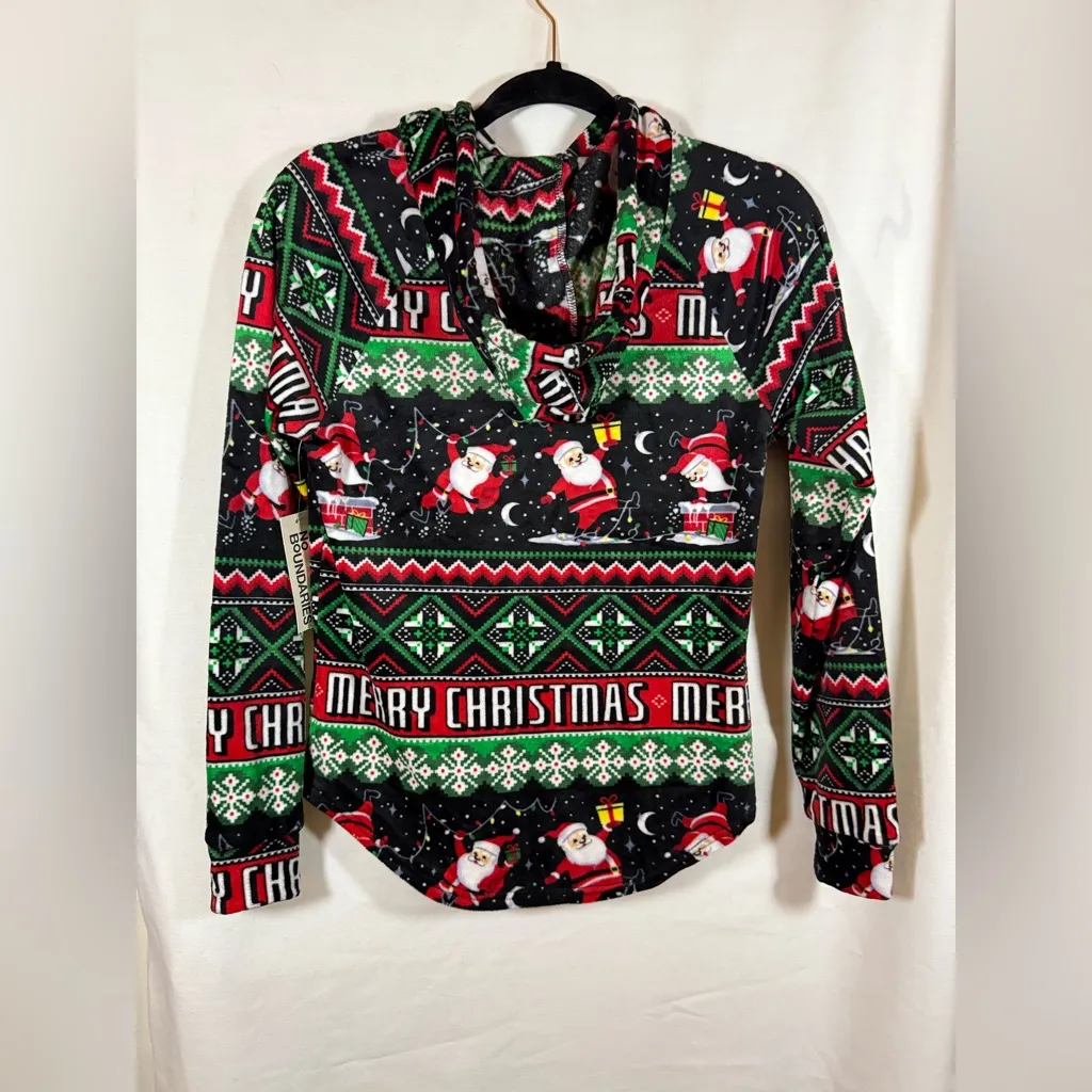 No Boundaries Drawstring Hooded Fleece Merry Christmas Santa Sz S 4-6 NWT - Image 5