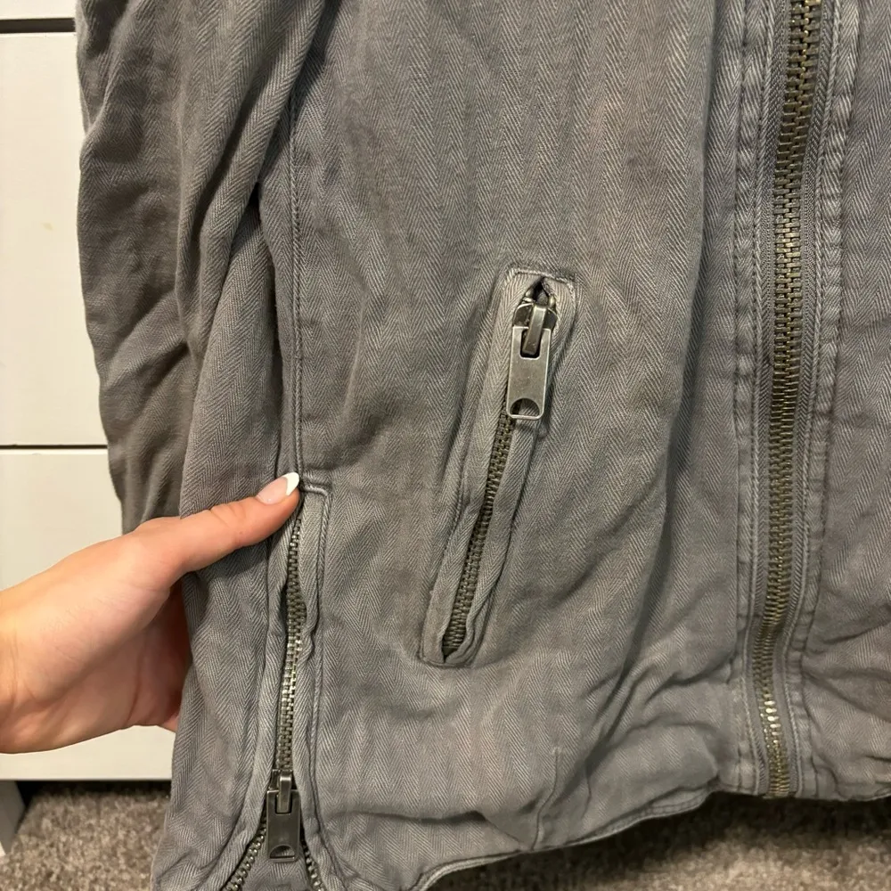 Free People Grey Hooded Motto Jacket - Image 6