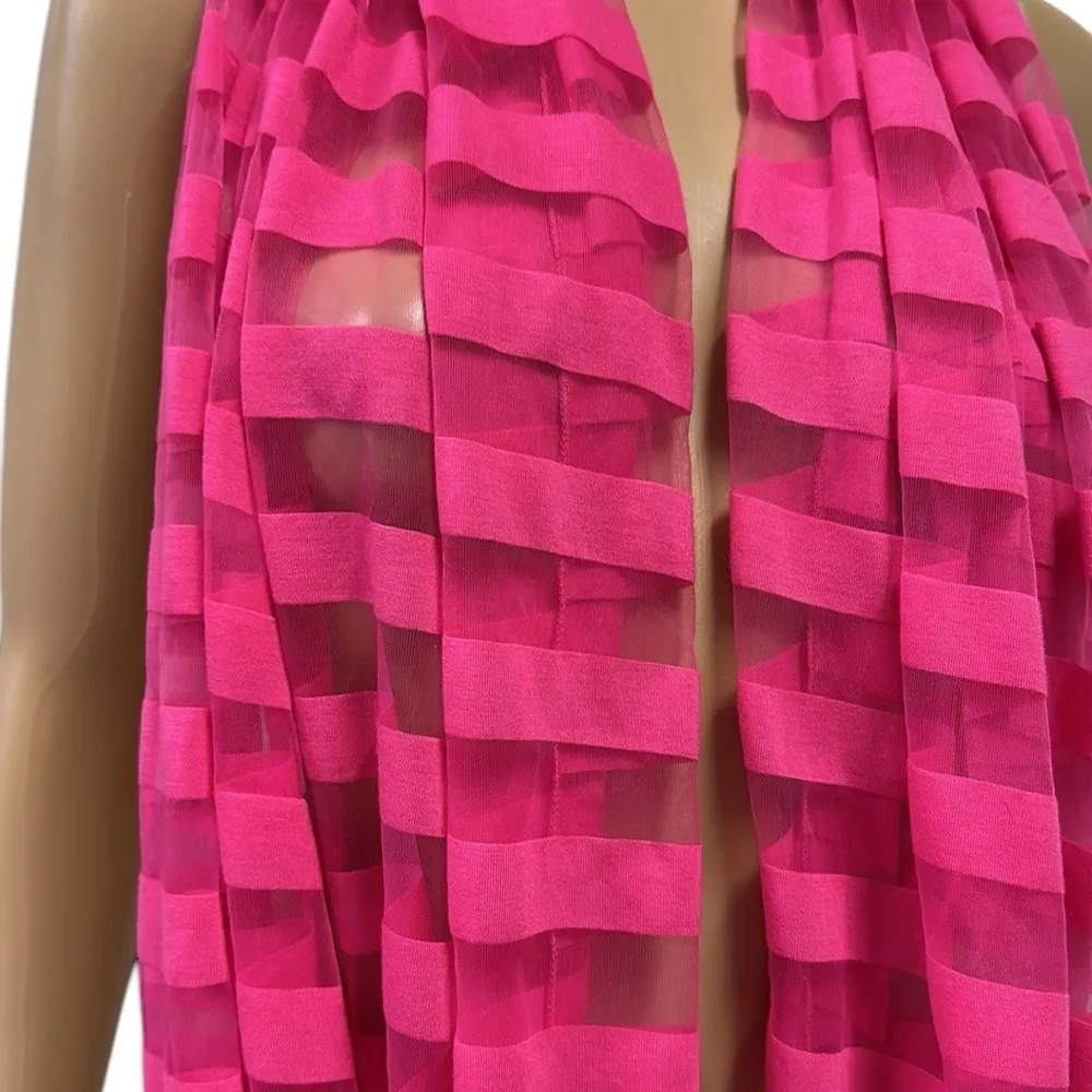 Infinity Scarf Bright Pink Neon striped - Image 3