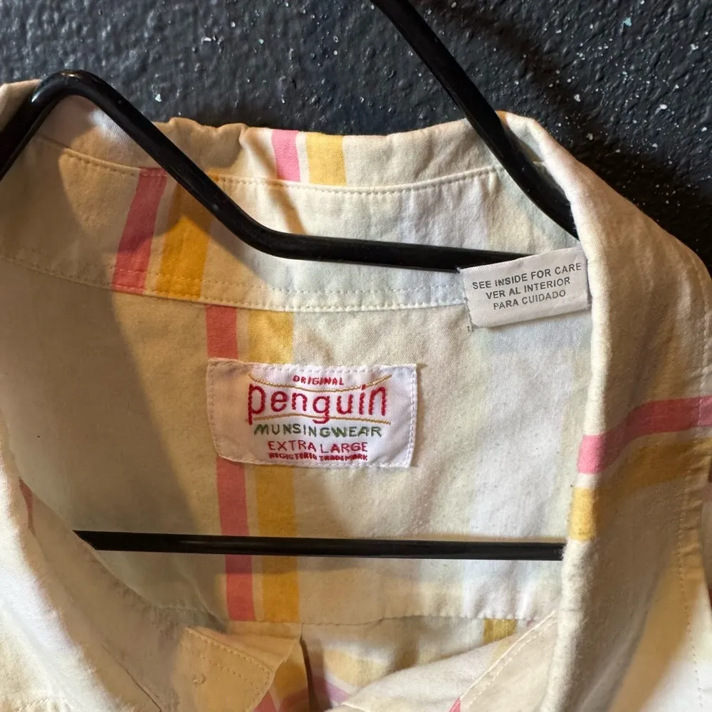 Original Penguin Yellow and Pink Casual Button Down Shirt - Image 3