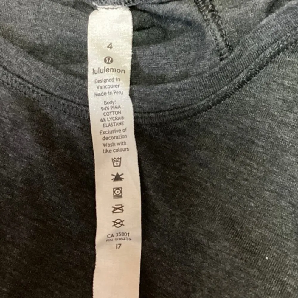 Lululemon Women's Cotton Solid Grey Crew Neck Sleeveless Mini Tank Dress Size 4 - Image 5