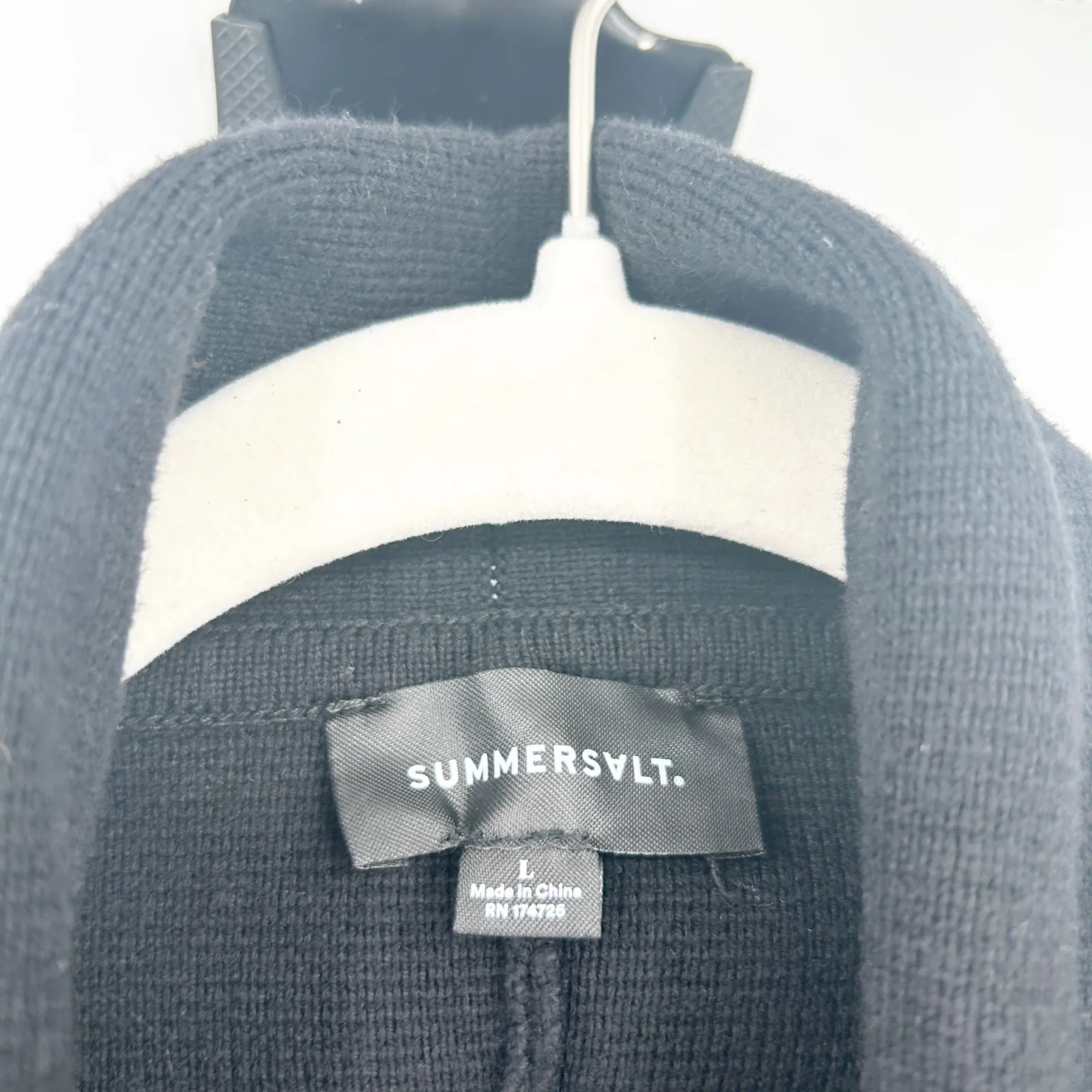 SUMMERSALT Womens Ribbed Knit Sweater Blazer Shawl Collar Jacket Size L Black - Image 4