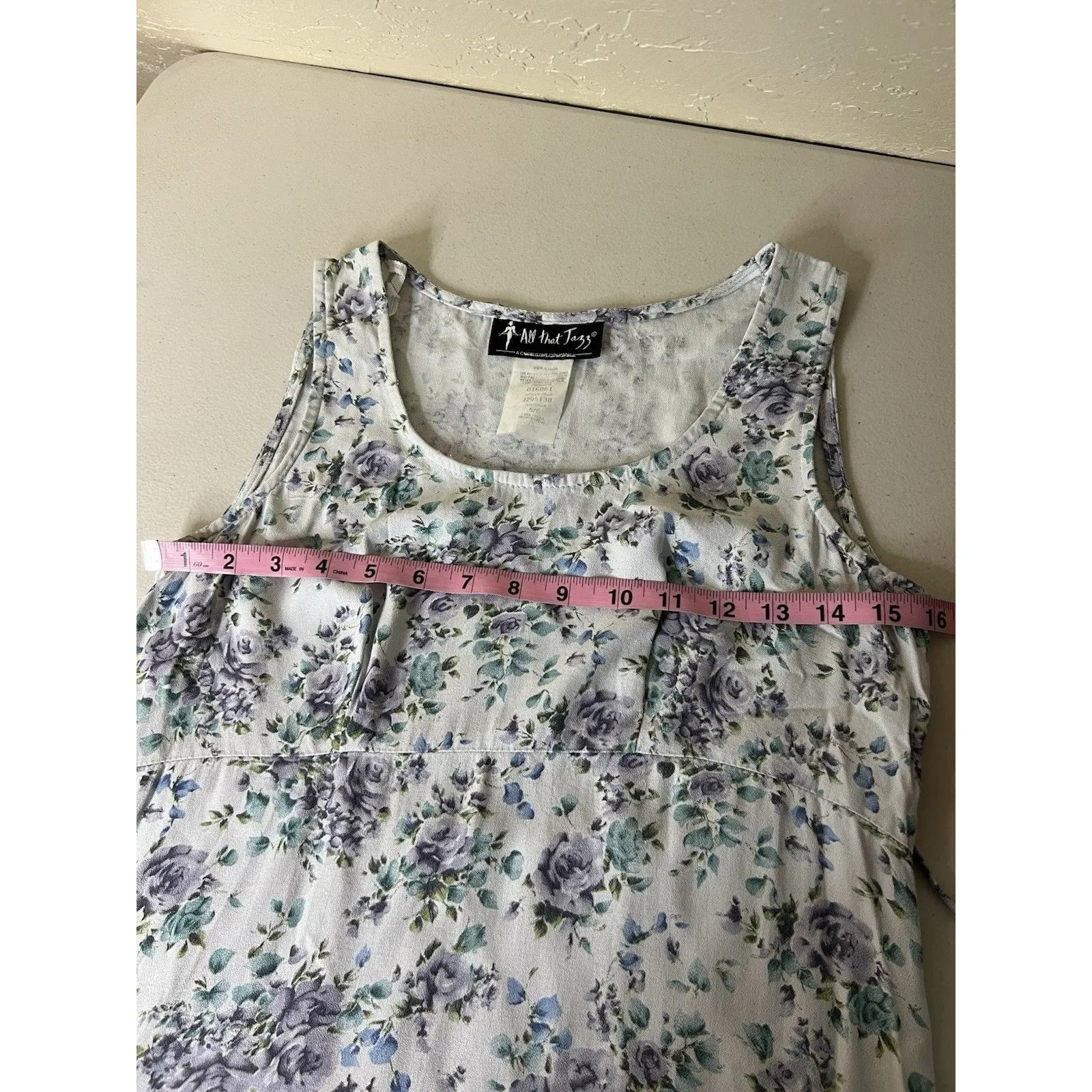 VTG All That Jazz Dress Womens 5/6 Blue Purple Floral Midi Tie Back Cottagecore - Image 4