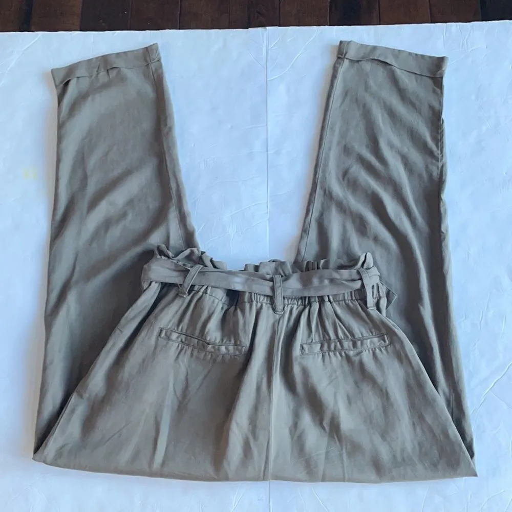 Thread + Supply paper bag waist cuffed pants, olive green. Women’s size medium Green - Image 10