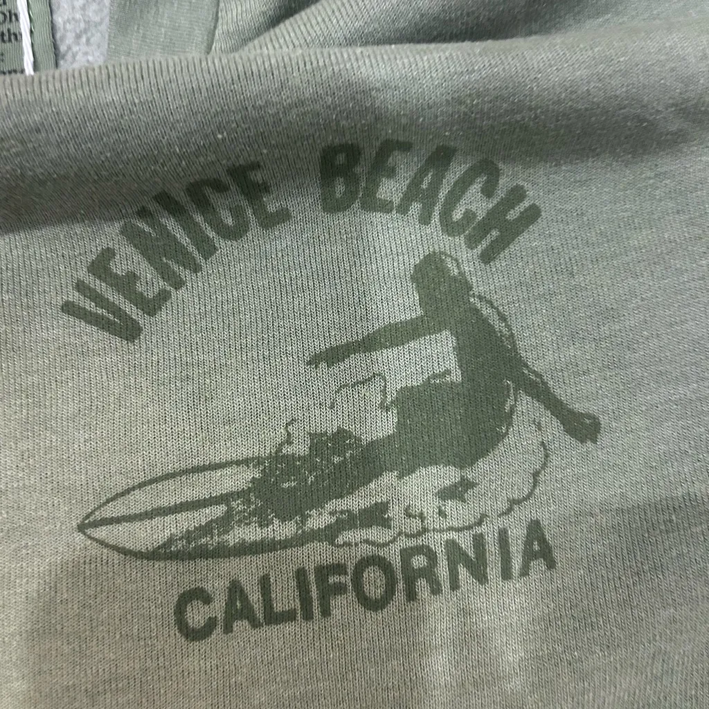 Aviator Nation Venice Surfer Set Crop Crewneck Sweatshirt  Sweatpants Faded Army - Image 7