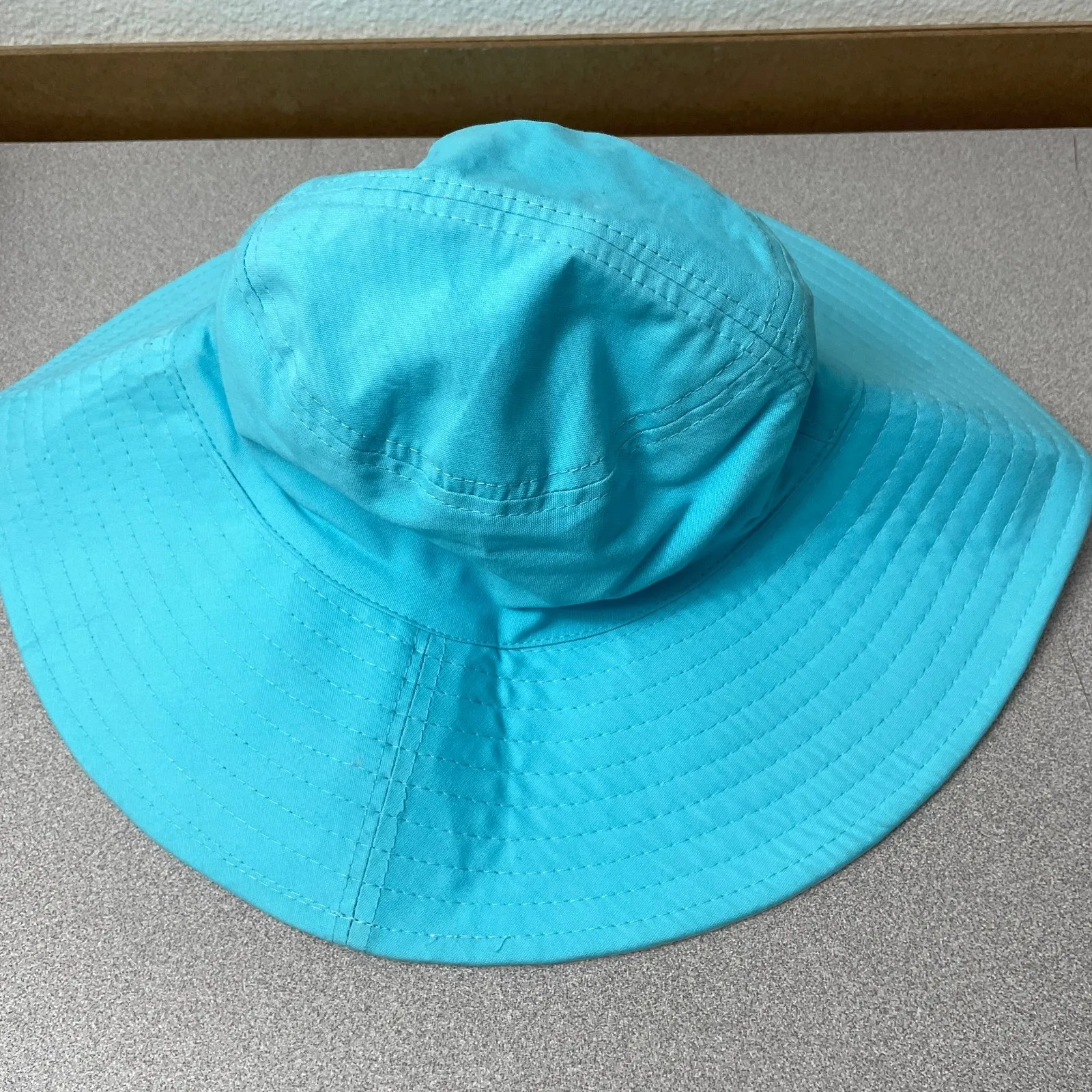 Coolibar Sun Hat Blue White Embroidered Wide Brim Outdoors UPF UV - Image 5