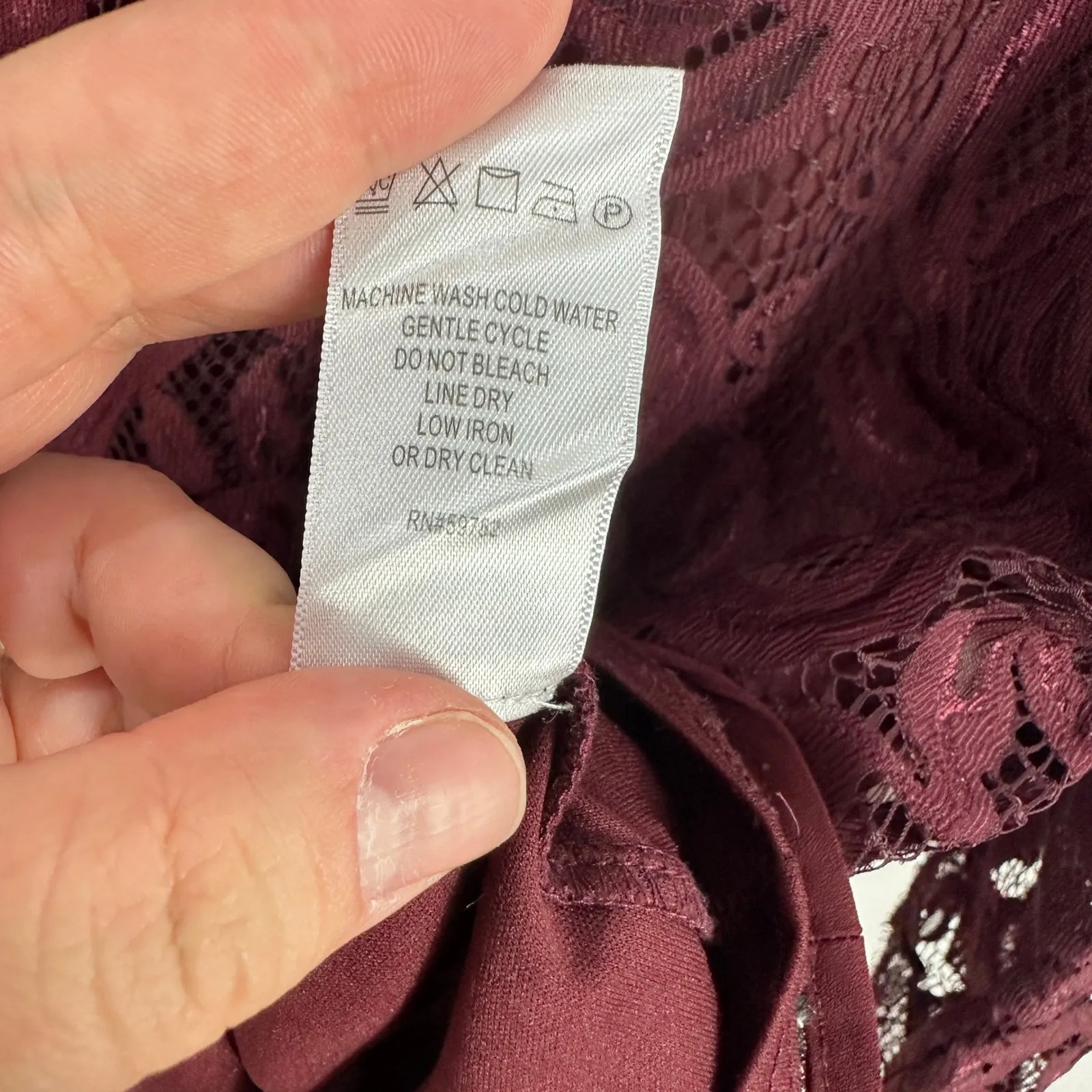 Adrianna Papell Lace Top Womens L Burgundy Evening Cocktail Party Dressy - Image 4