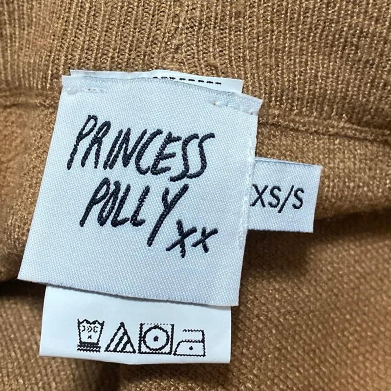 Princess Polly Tan High Waisted Knit Pull On Flared Bootcut Leggings Pants XS/S - Image 4