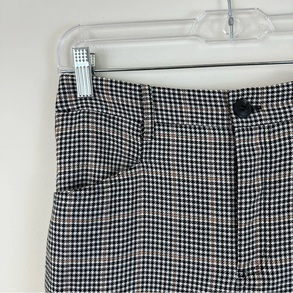 Urban Outfitters Black and Brown Plaid Rolled Hem Trouser Pants Size 6 - Image 2