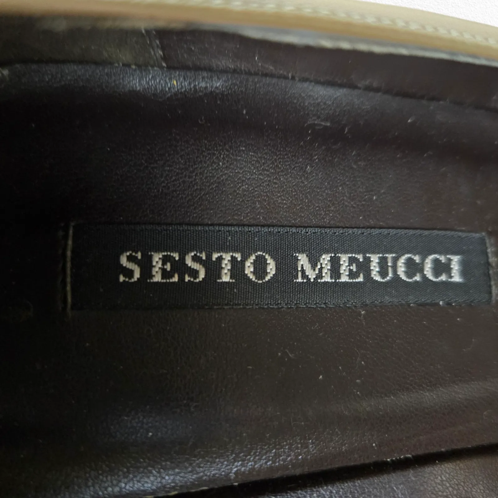 Vintage 80s Sesto Meucci Tan Taupe Square Toe Block Heel Leather Pumps Size 9.5 - Image 5