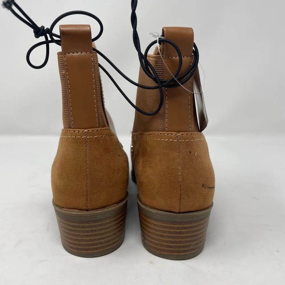 Liz Claiborne Barrington Boots 7 Brown Faux Leather Pointed Toe Stacked Heel - Image 2