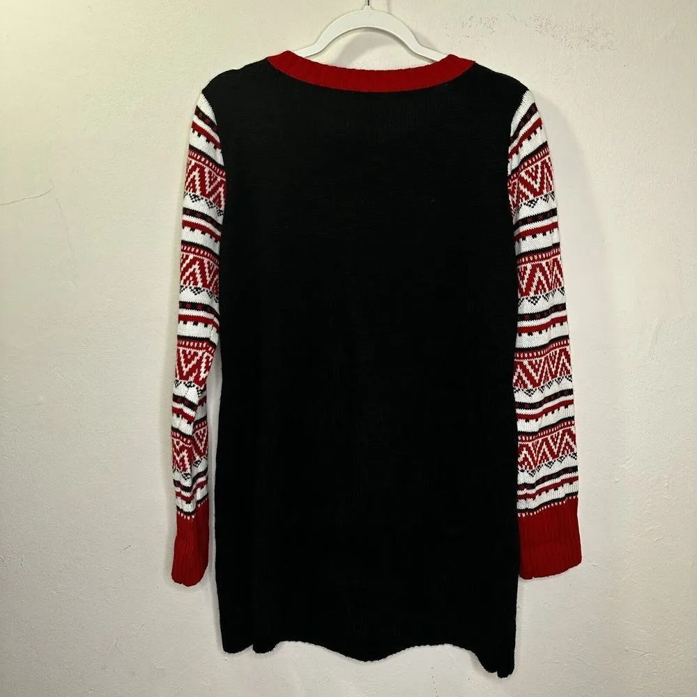 Women’s Holiday Time Ugly Christmas Elf  Sweater Bells Bling Swinging Legs Large - Image 9