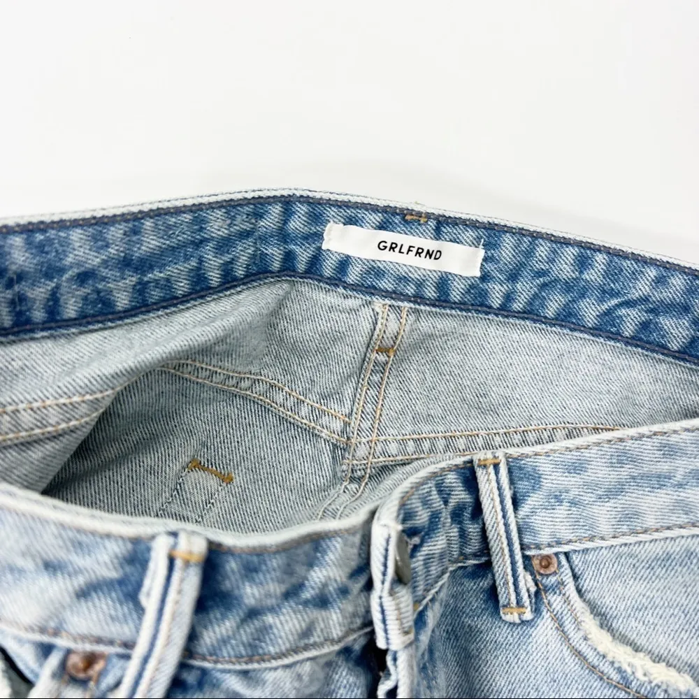 GRLFRND The Eva Denim Skirt in Car Wash Blue Cut Off Revolve Size 27 - Image 4