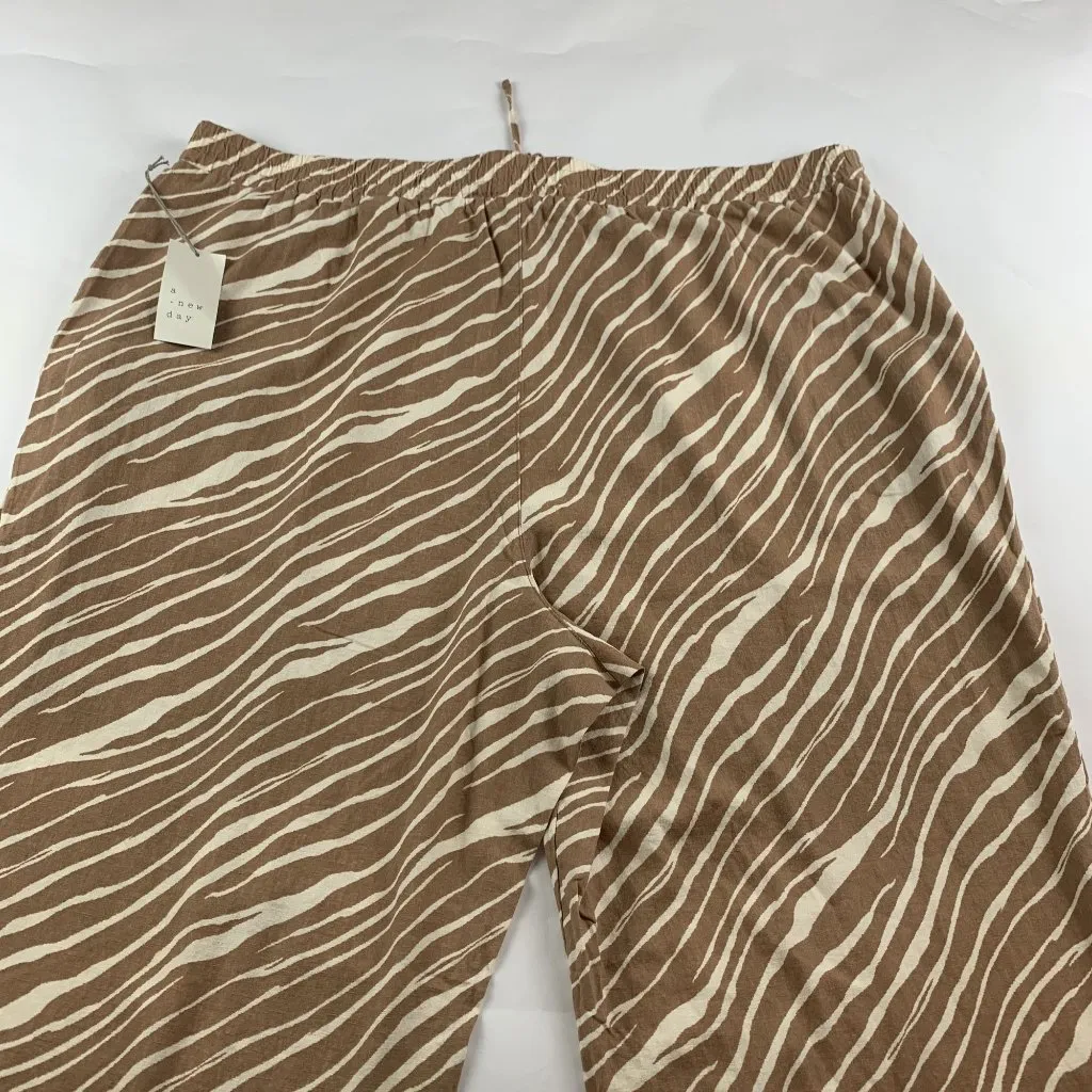 A New Day Brown Zebra Print Linen Blend Wide Leg Lounge Pant 3X New - Image 8
