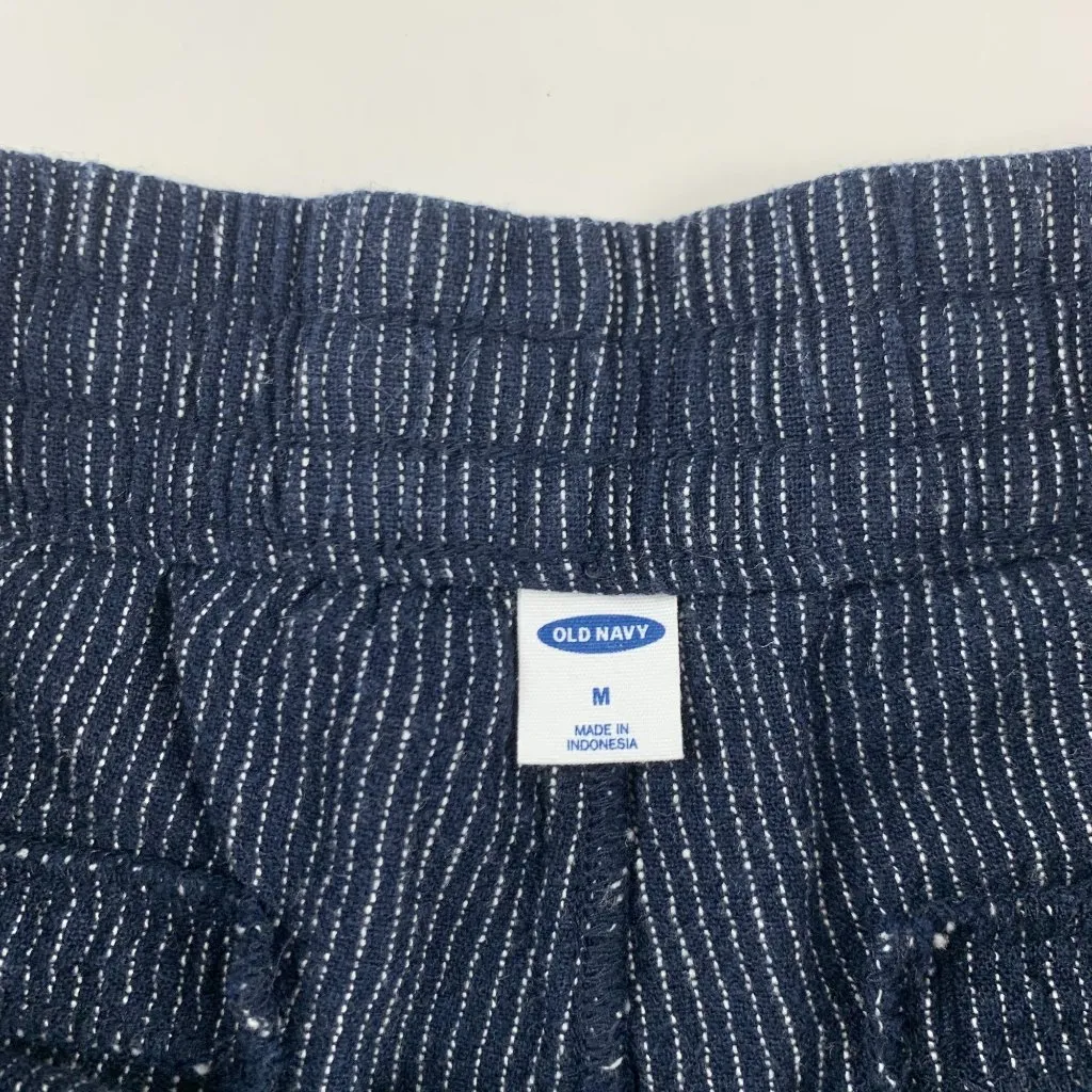 Old Navy Dark Striped Linen Blend Pull On Shorts M - Image 3