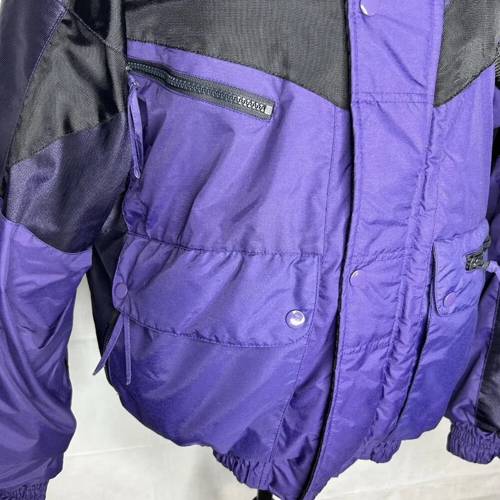 Vintage Alpine Ski Snow Jacket Purple / Black Sz XL Multi Pocket Full Zip - Image 4