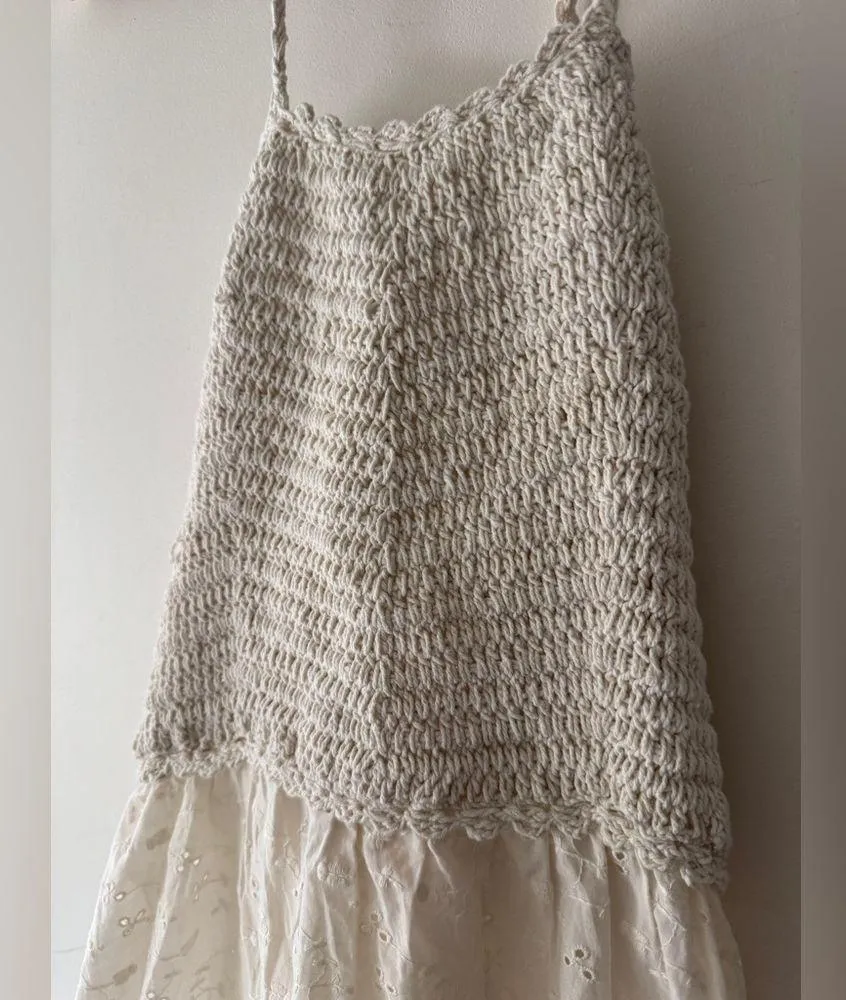 ASOS Cream Crochet Halter Mini Beachy Mini Dress Eyelet Details - Image 3