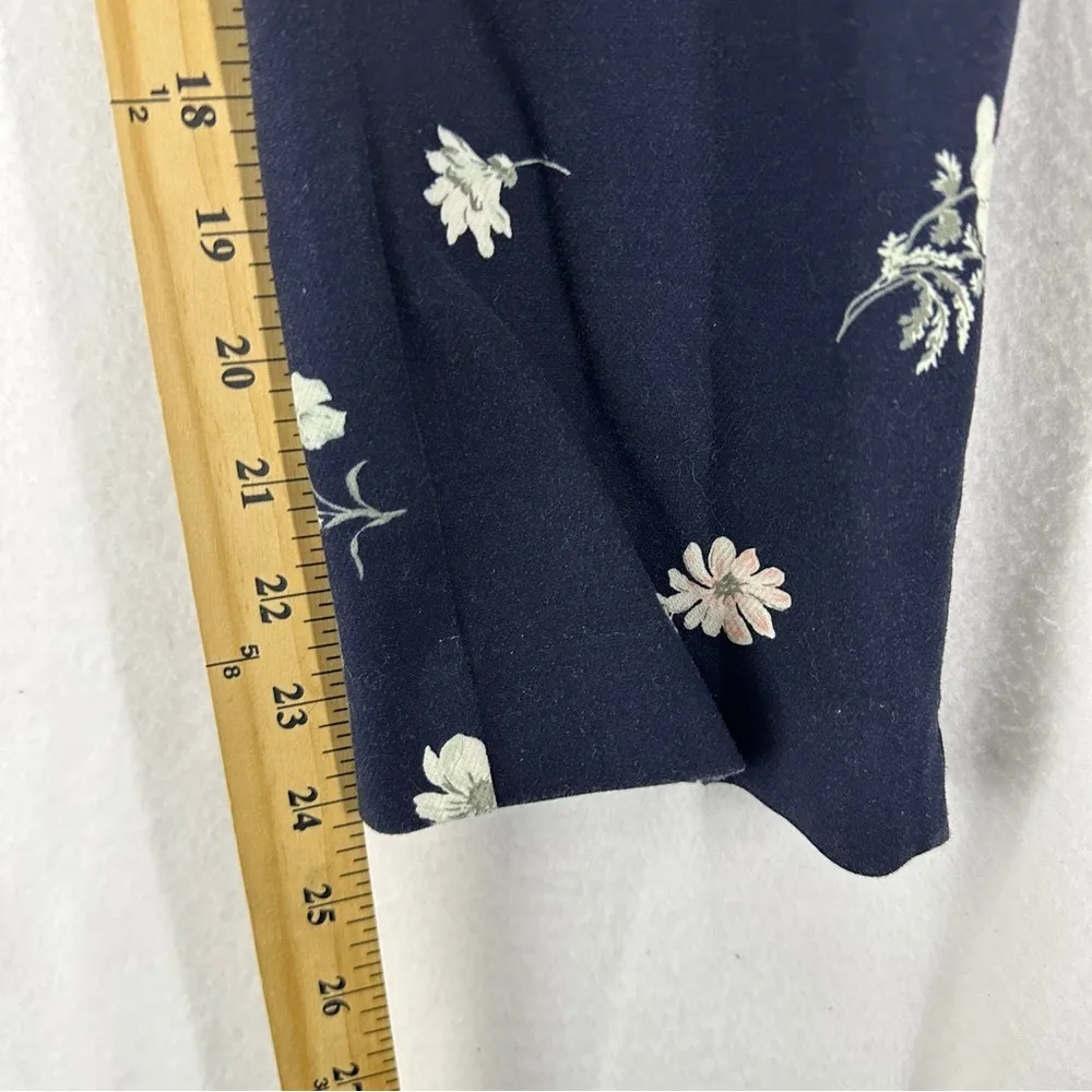 Ann Taylor Loft The Riviera Pant Cropped Marisa Fit Floral Print Size 10 Navy - Image 5