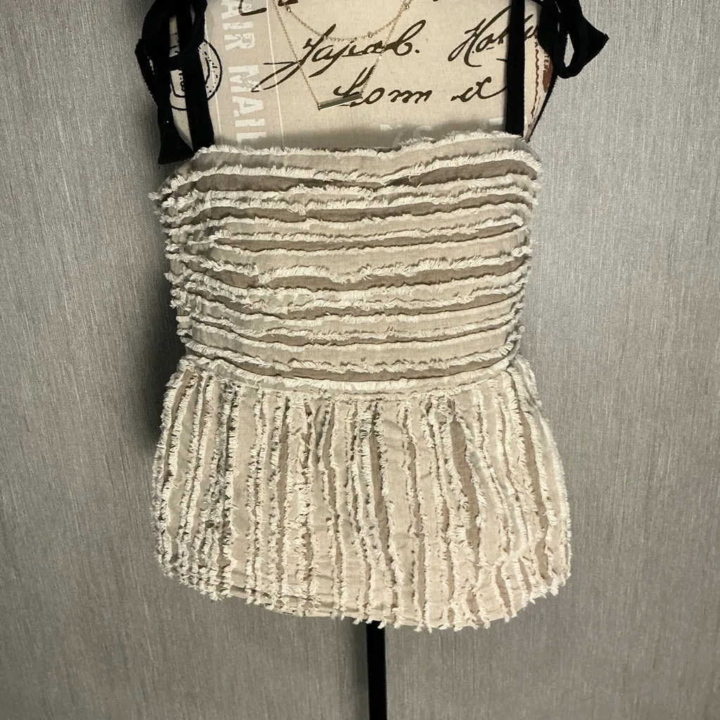 Maeve Beige and Cream Textured Top Size LP - Image 11