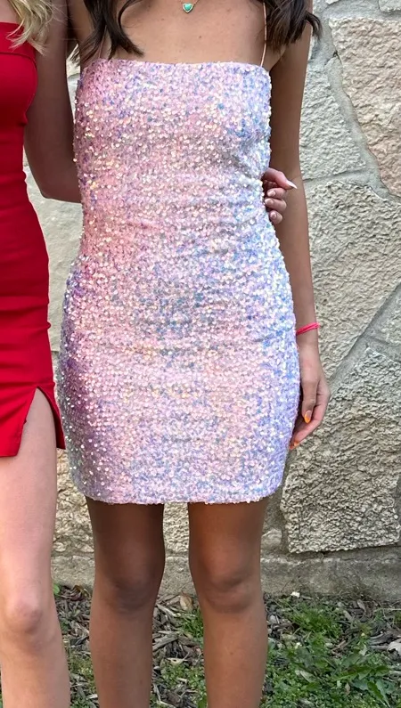 Windsor Homecoming Dress Sequin Pink - Image 2