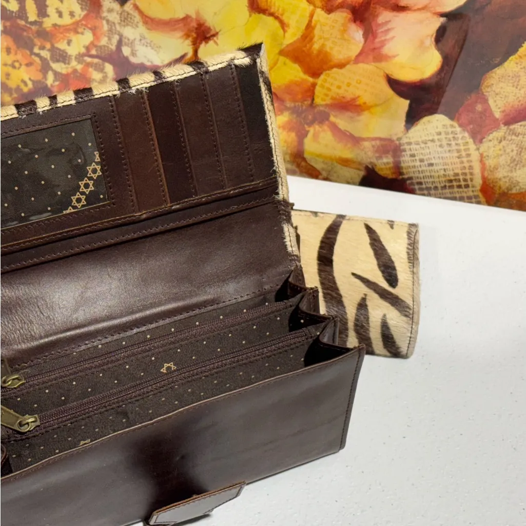 Lot Of 2 Real Handmade Animal Print Fur Leather Loop Closure Wallet/Hand Clutch - Image 7