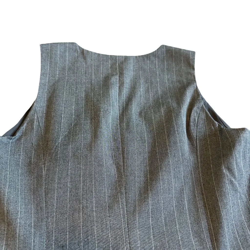 A New Day Sleeveless Mini Dress Vest Grey White Pinstripe Size Medium Women's - Image 8