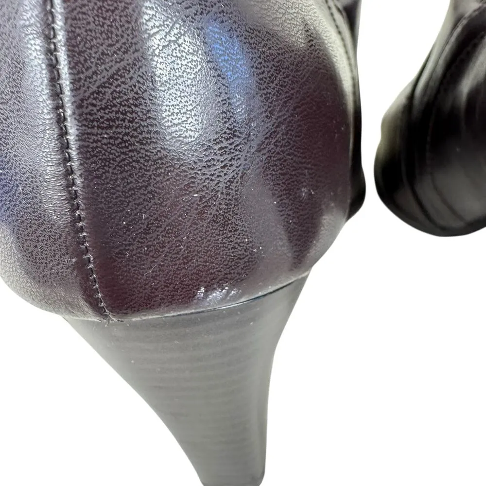 Nickels Park Brown Faux Leather Heeled Slip On Square Toe Booties Women's Size 9 - Image 8