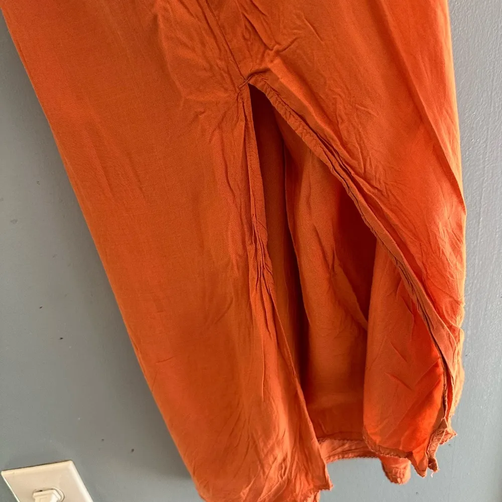 Anthropologie‎ Burnt Orange Midi Slit Dress Spaghetti Strap NWOT Size XS - Image 5