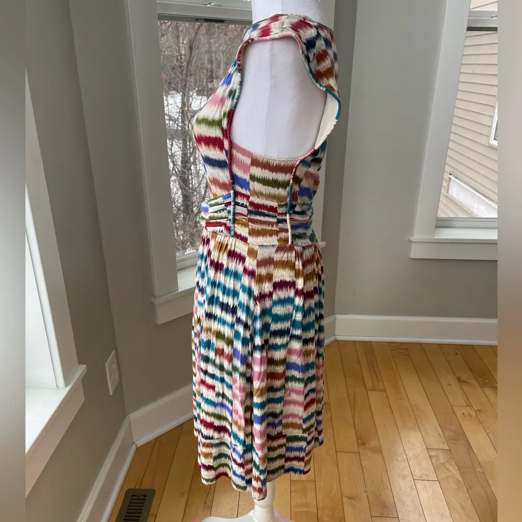 Anthropologie Maeve Rainbow Ikat Print Sleeveless A Line Dress Size Small - Image 3