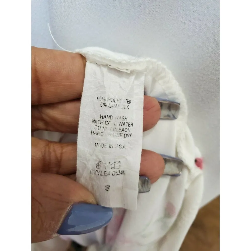 Acting Pro Women White Floral Polyester RoundNeck Sleeveless Knee Length Dress S - Image 11