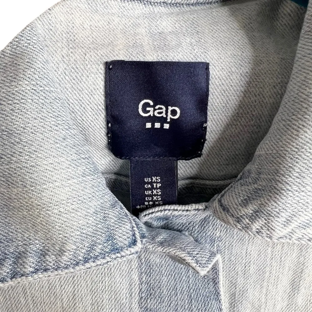 GAP Factory Light Acid Bleach Wash Denim Jean Vest Blue Size XS - Image 4