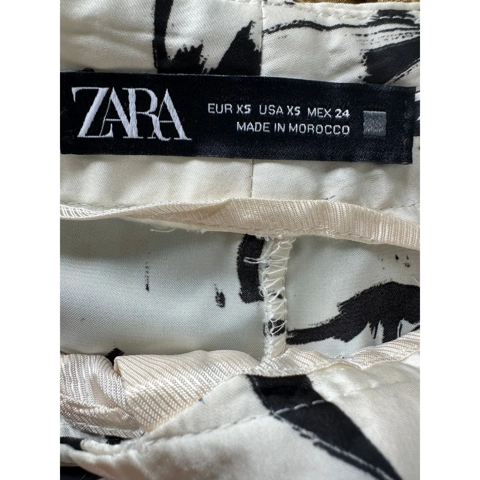 Zara Silky Satin Like Tropical Floral Side Pockets Wide Leg Pants Trousers XS - Image 6