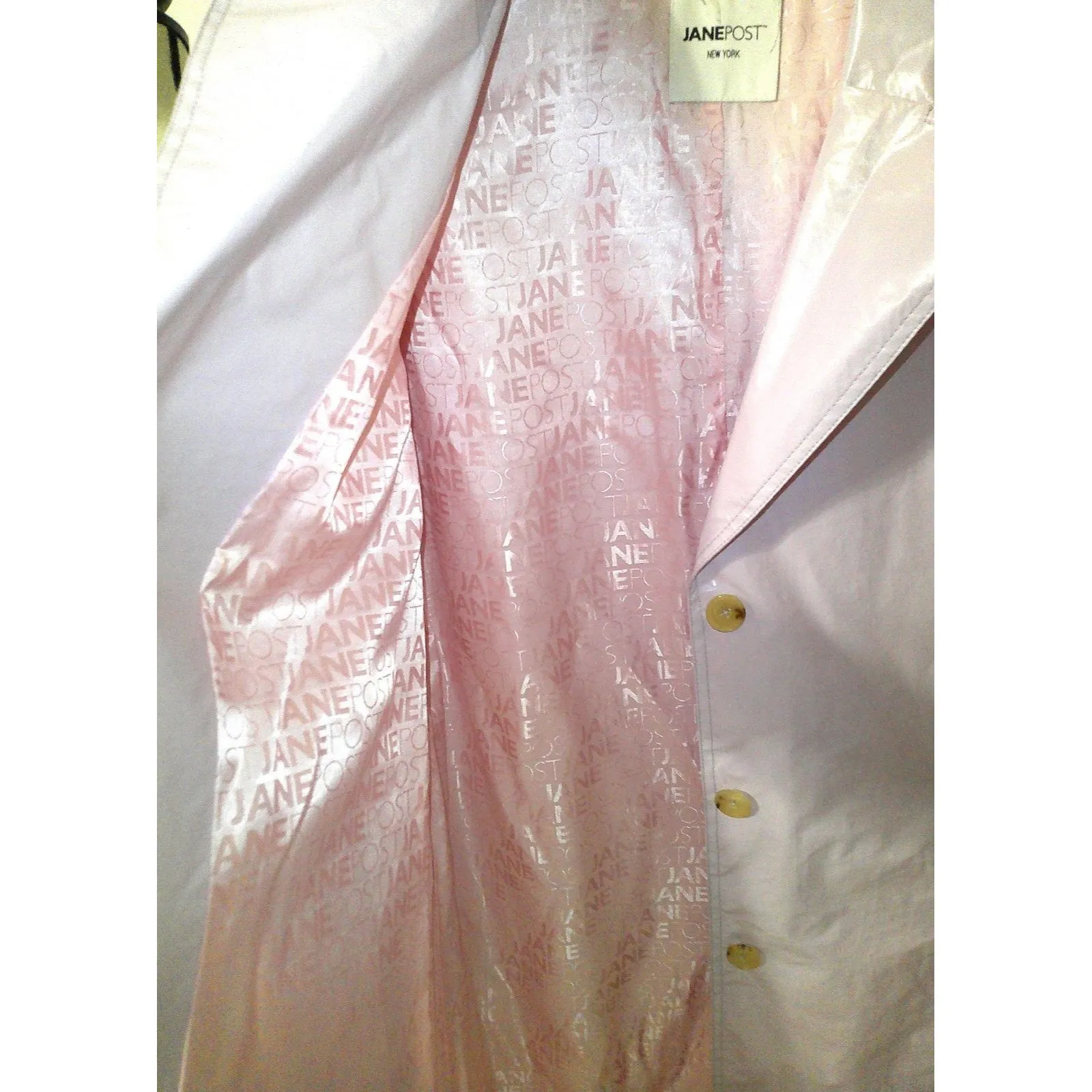 New NWT $495 Jane Post Iconic Light Slicker Rain Coat Trench Womens M Blush Pink Size M - Image 5