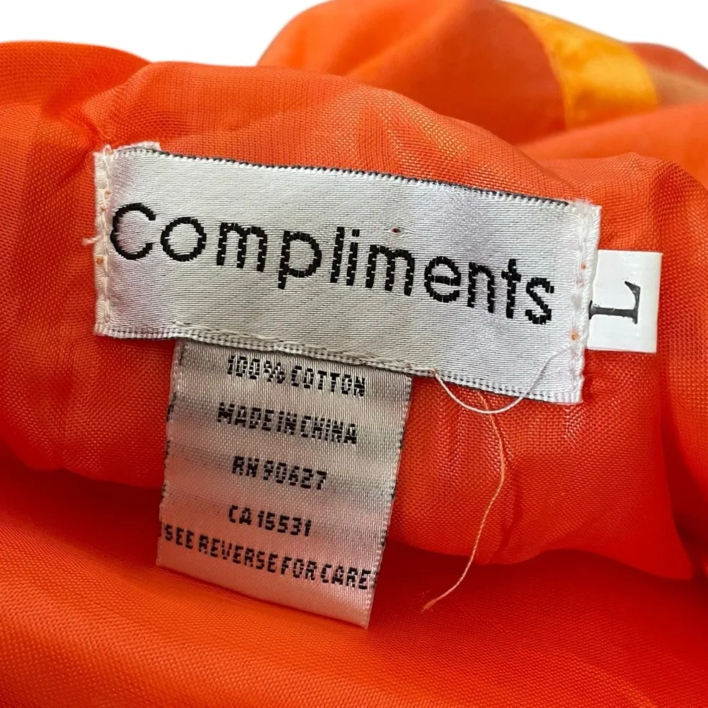 Compliments Vintage Y2K Orange Lace Ribbon Hippie Boho Gypsy Tiered Skirt Size L - Image 4