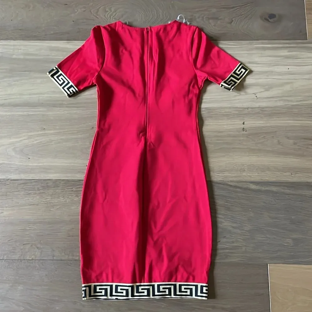 Beautiful Red Dress With Greek “Versace” Design Size Medium - Image 8