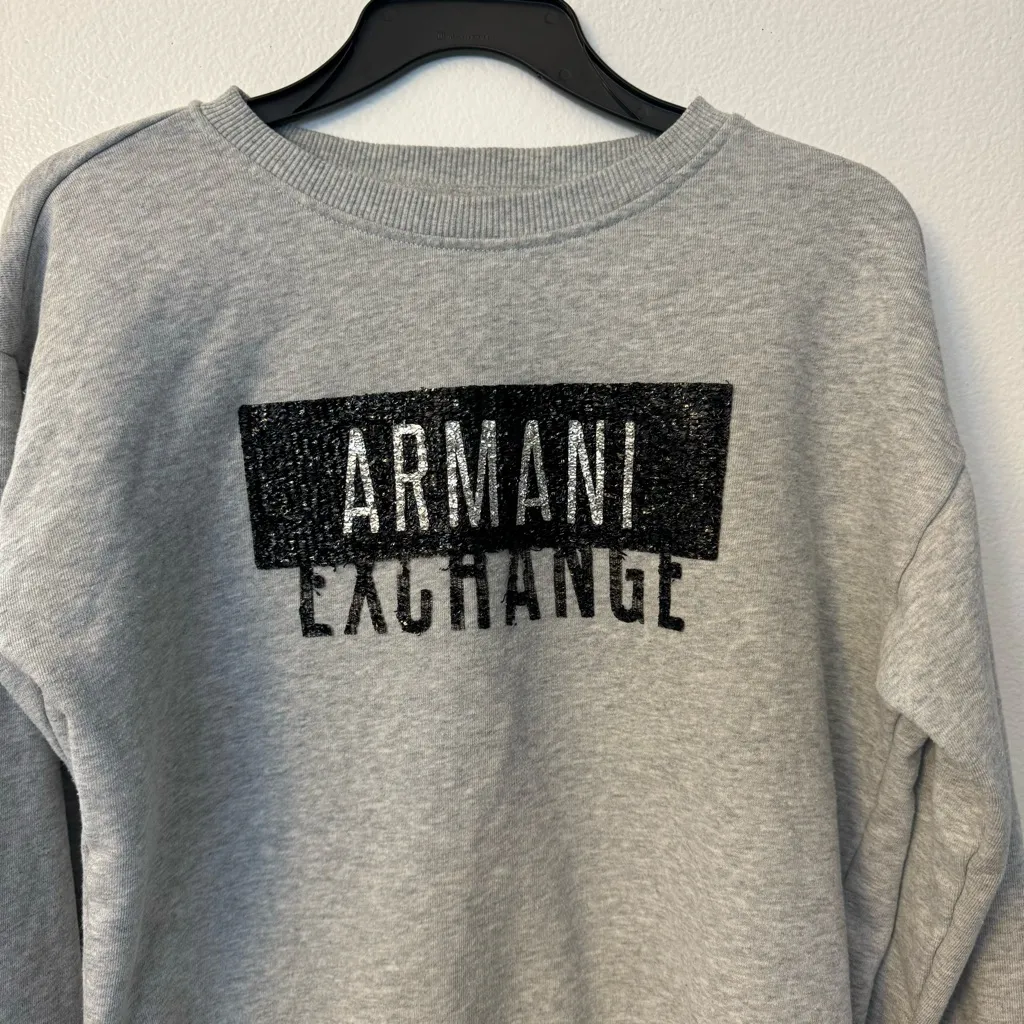 Armani Exchange Women’s Heather Gray Crew Neck Sweater — Size S - Image 2