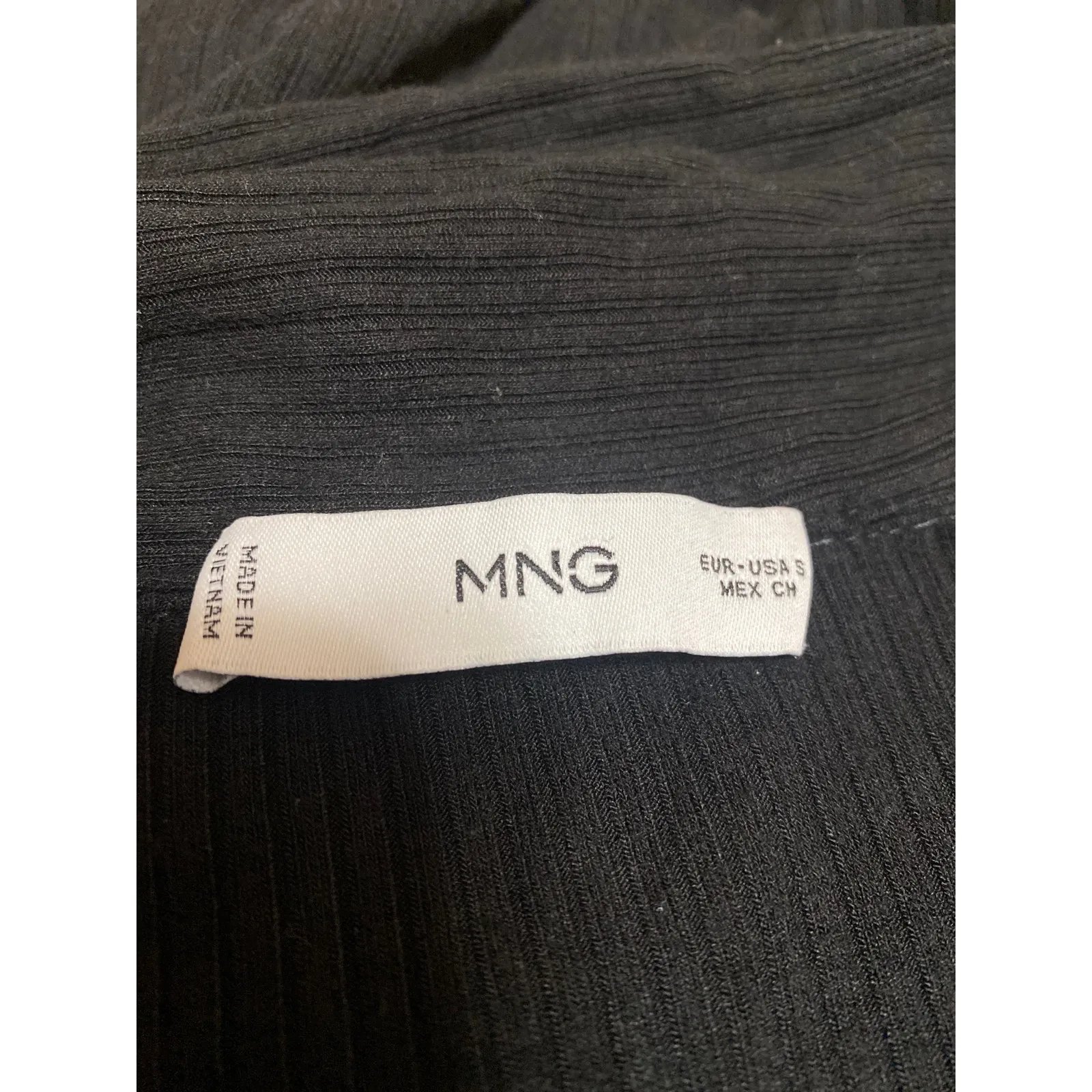 MNG Mango Women's Black Rib Knit Collared Button Half Sleeve Polo Sweater Top S - Image 3