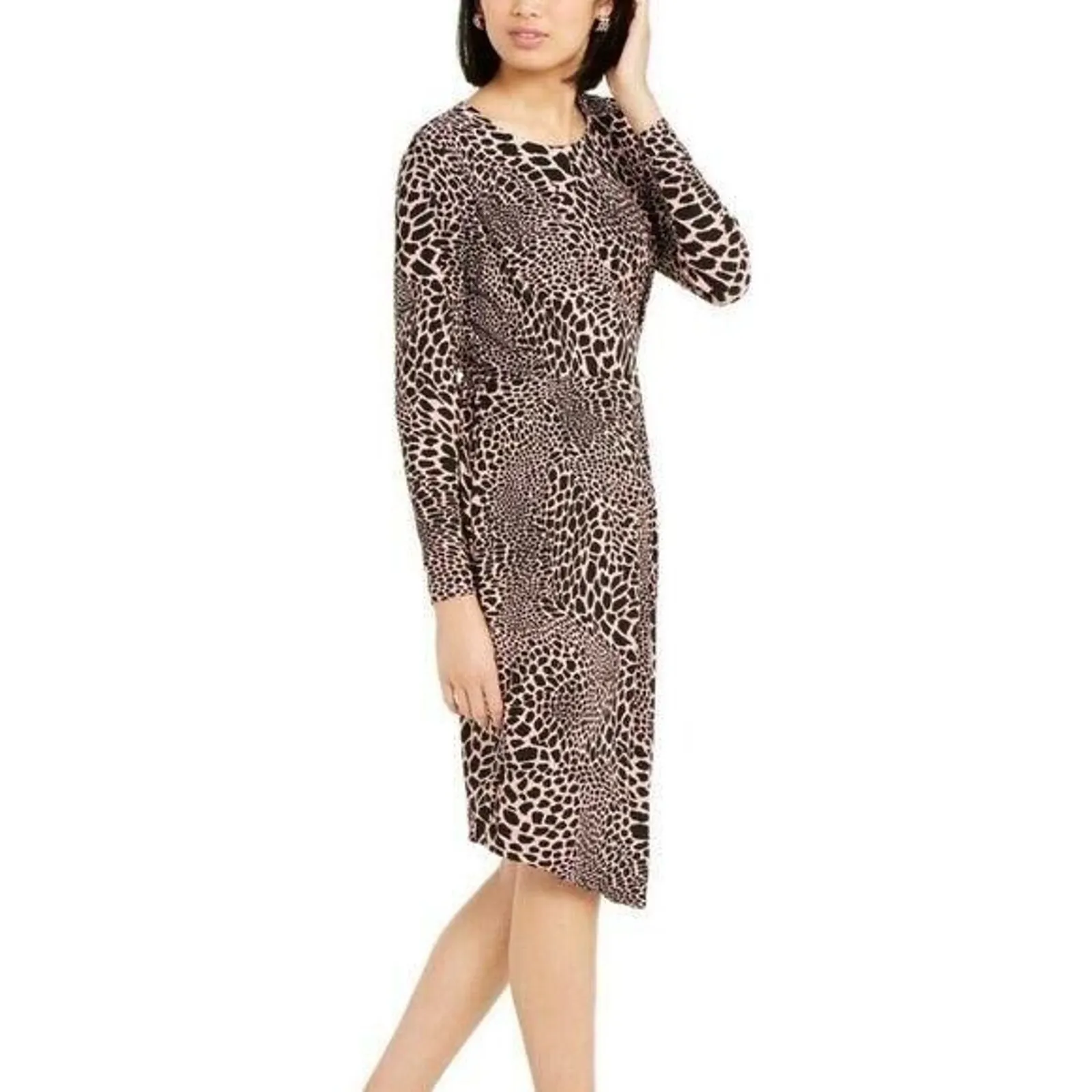 Alfani Womens Sheath Dress Stretchy Animal Cheetah Print Pink Black Small - Image 3